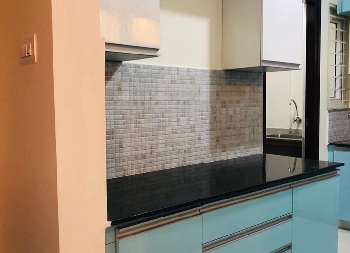 Modular kitchen with clean storage and countertop