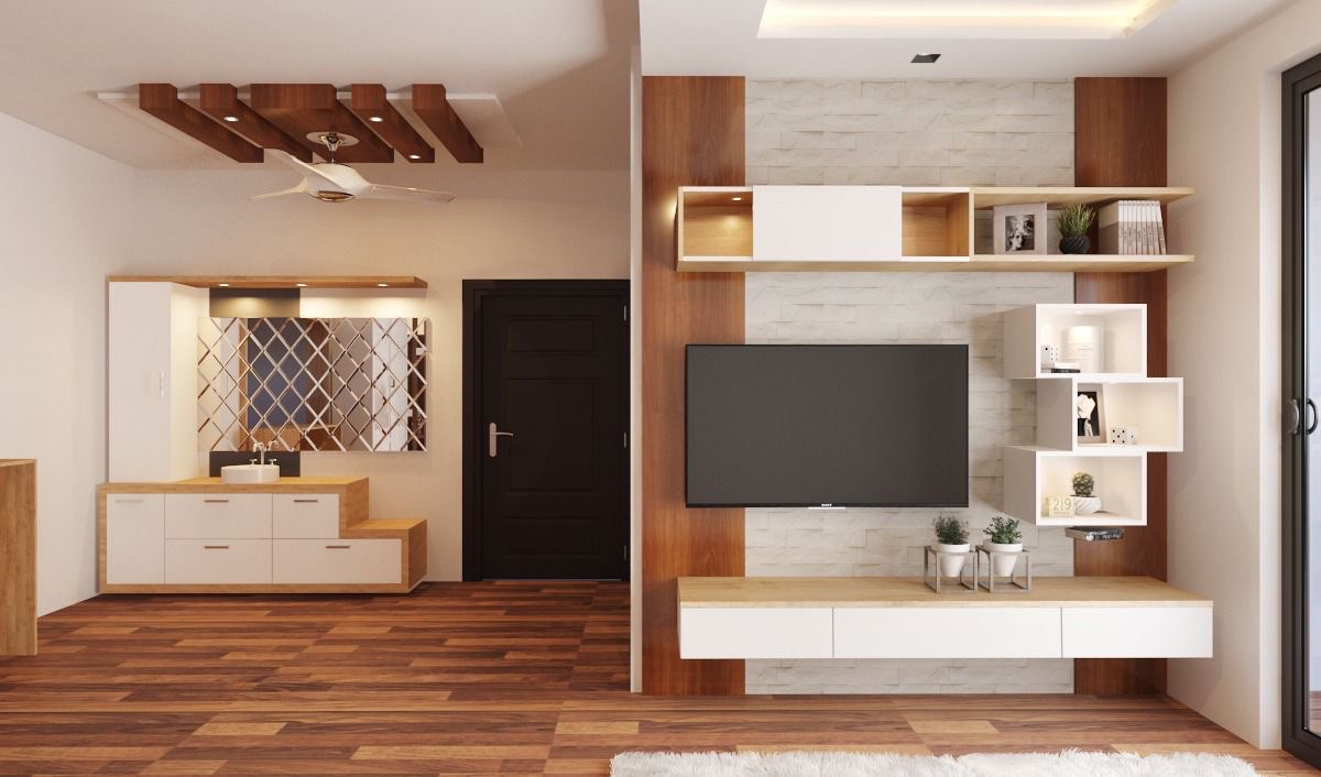 Long modular kitchen cabinet view
