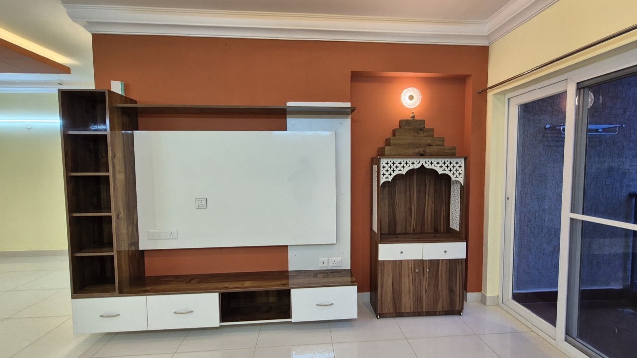 Sattva Opus TV unit and pooja corner